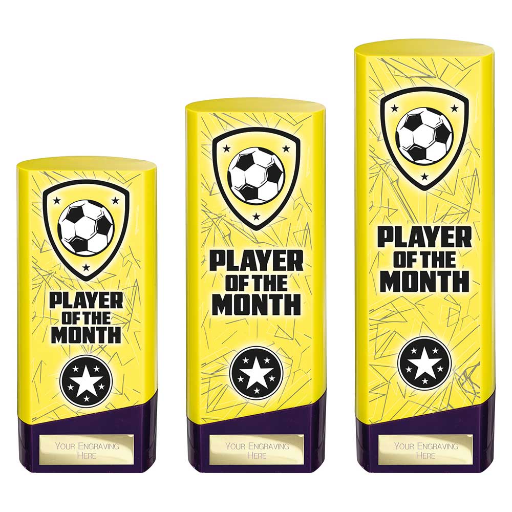 Prime Heavyweight Player Of The Month Football Award Trophy Yellow Purple