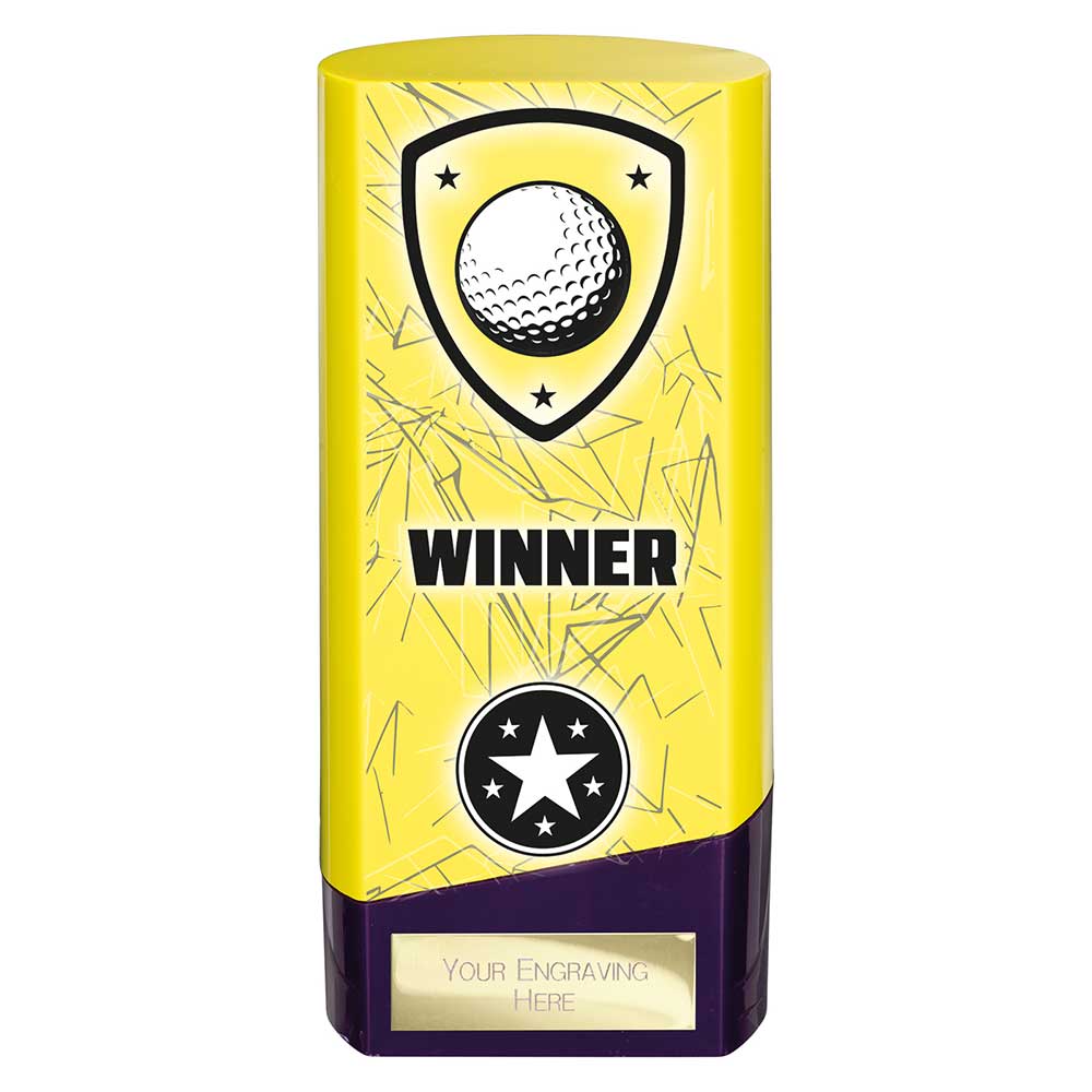 Prime Golf Heavyweight Trophy Award Yellow And Purple