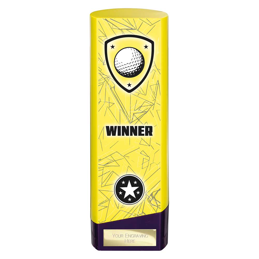 Prime Golf Heavyweight Trophy Award Yellow And Purple