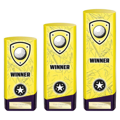 Prime Golf Heavyweight Trophy Award Yellow And Purple