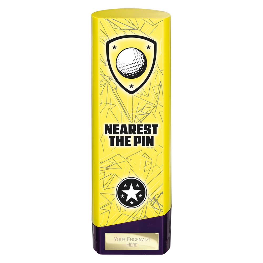 Prime Golf Nearest The Pin Heavyweight Trophy Award Yellow And Purple