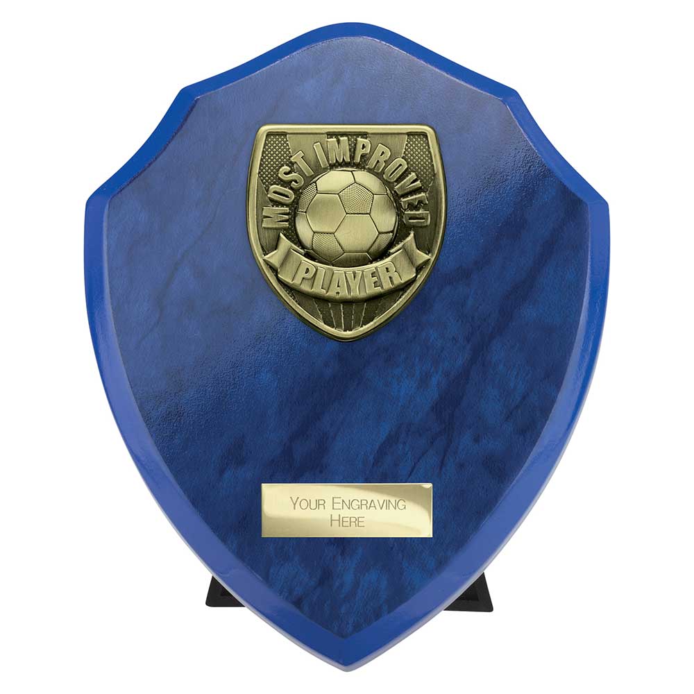 Cobra Plaque Most Improved Player Football Trophy Award Blue