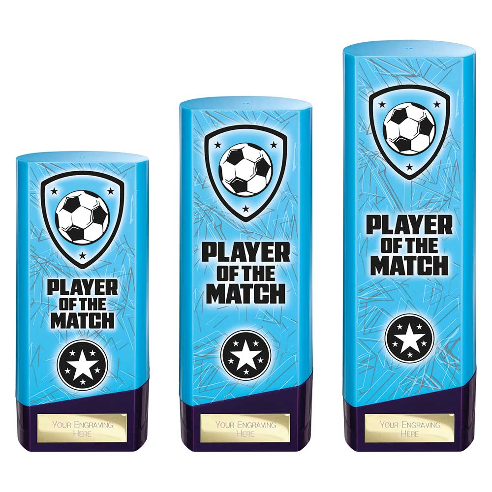 Prime Heavyweight Player Of The Match Football Award Trophy Blue Purple