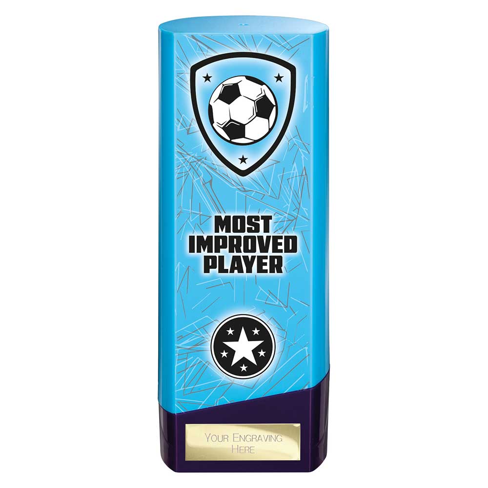 Prime Heavyweight Most Improved Player Football Award Trophy Blue Purple