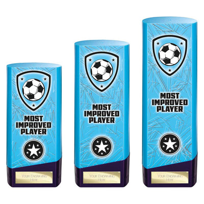 Prime Heavyweight Most Improved Player Football Award Trophy Blue Purple