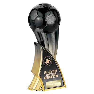 Firestorm Heavyweight Player Of The Match Carbon Football Trophy Award Black To Gold