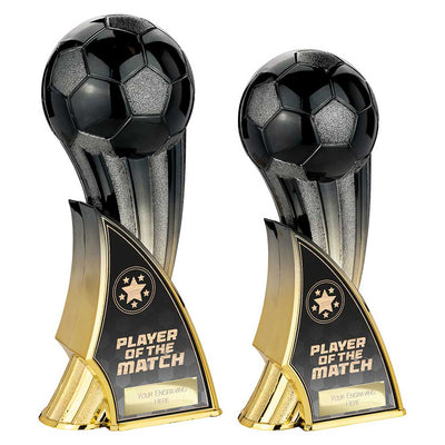 Firestorm Heavyweight Player Of The Match Carbon Football Trophy Award Black To Gold