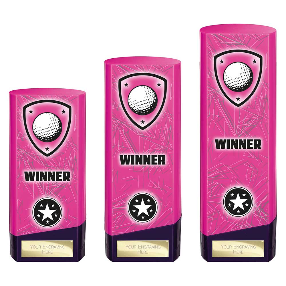 Prime Golf Heavyweight Trophy Award Pink And Purple