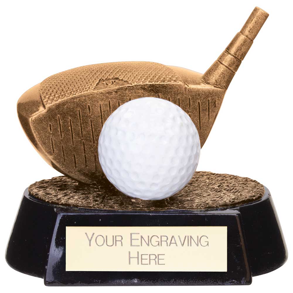 Fairway Golf Driver Trophy Award Antique Gold