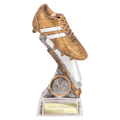 Thunder Flash Football Trophy Antique Silver Gold Football Boot Award