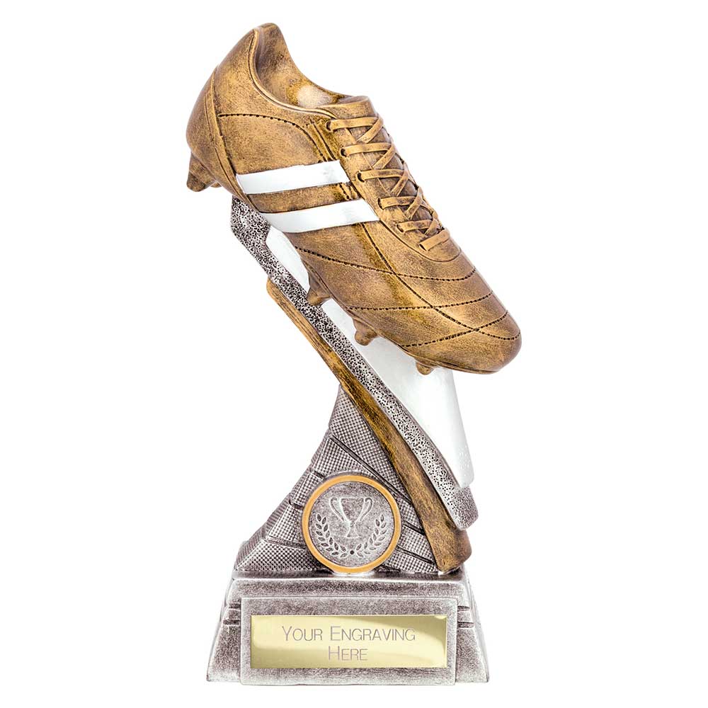 Thunder Flash Football Trophy Antique Silver Gold Football Boot Award