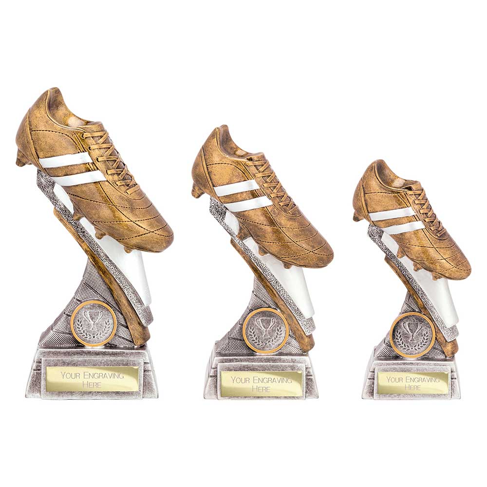 Thunder Flash Football Trophy Antique Silver Gold Football Boot Award