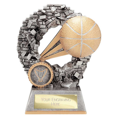 Blast Out Basketball Trophy Award Silver And Gold