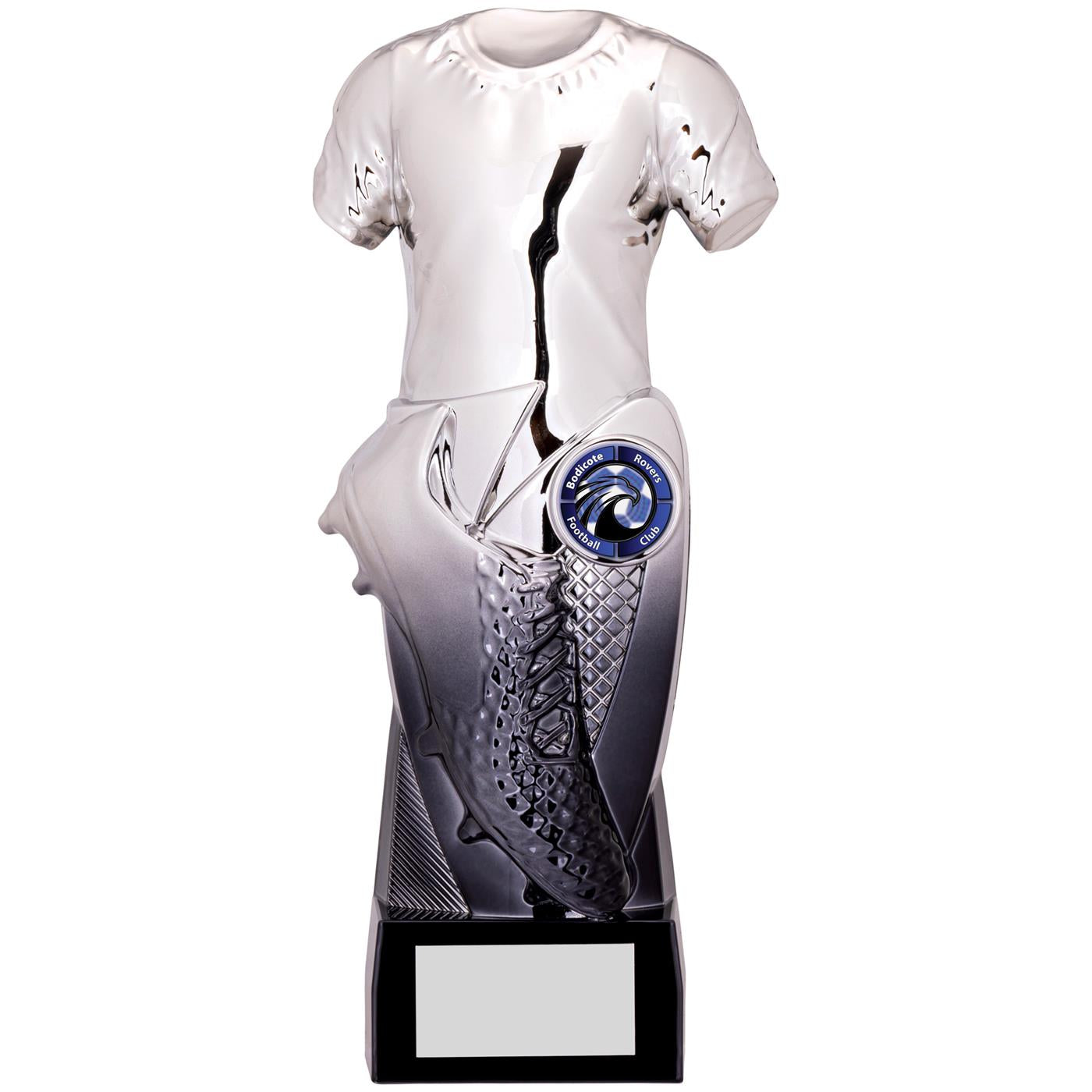 Tempo Football Shirt and Boot Trophy in Silver and Black Fusion