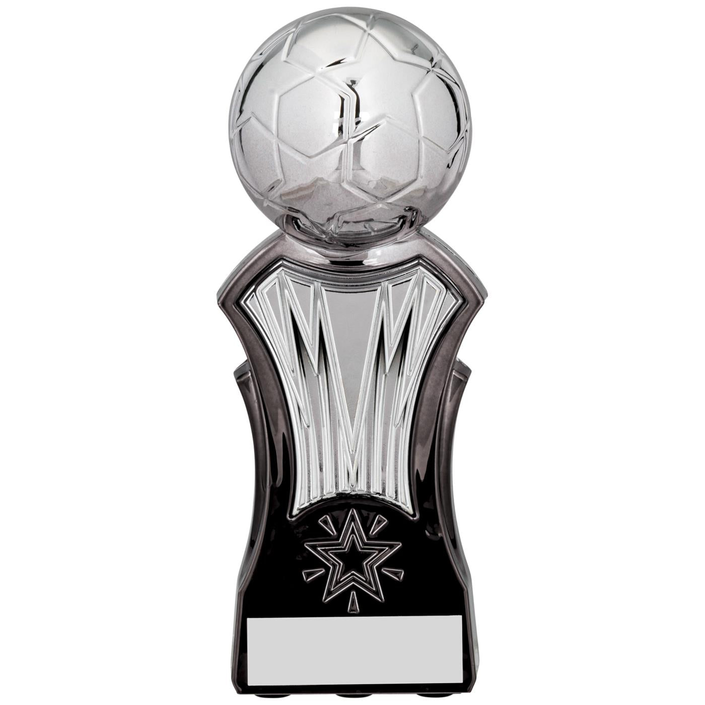 Strike Force Football Trophy Award in Silver & Black Fusion