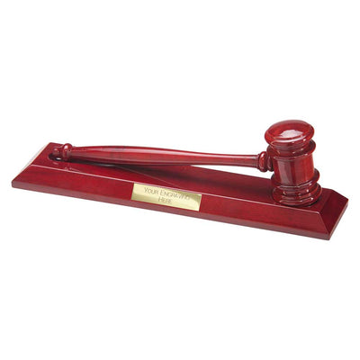 Justice Rosewood Gloss Hammer & Gavel Award Trophy