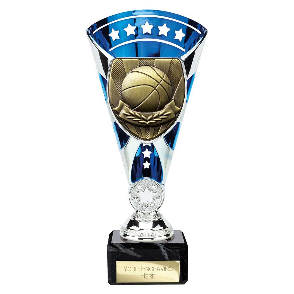 Cobra Star Basketball Trophy Cup Silver And Blue