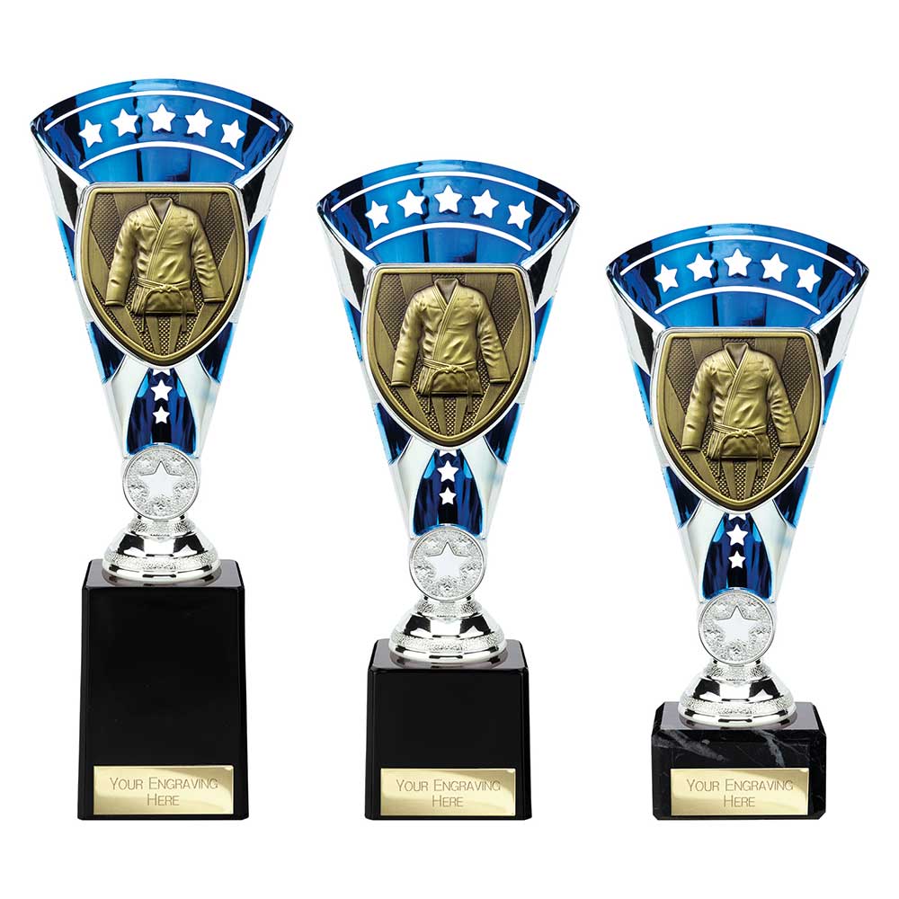 Cobra Star Martial Arts Gee Trophy Cup Silver And Blue