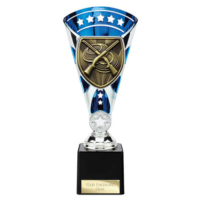 Cobra Star Clay Pigeon Shooting Trophy Cup Silver And Blue