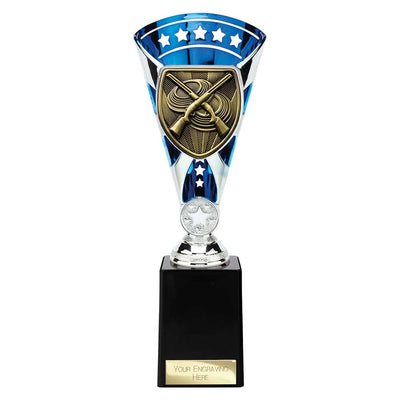 Cobra Star Clay Pigeon Shooting Trophy Cup Silver And Blue