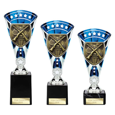 Cobra Star Clay Pigeon Shooting Trophy Cup Silver And Blue