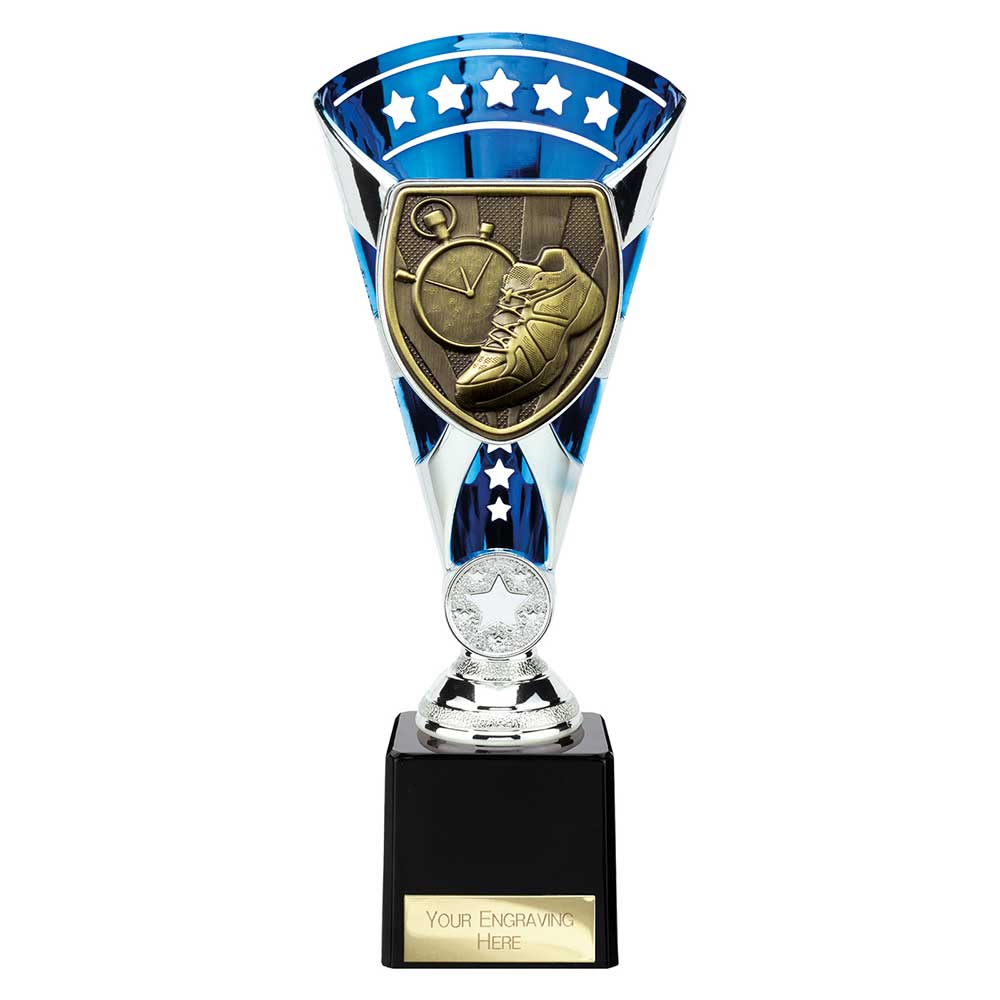 Cobra Star Running Trophy Cup Silver And Blue