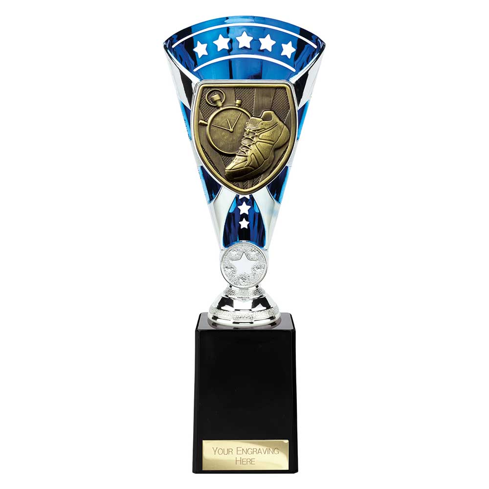 Cobra Star Running Trophy Cup Silver And Blue