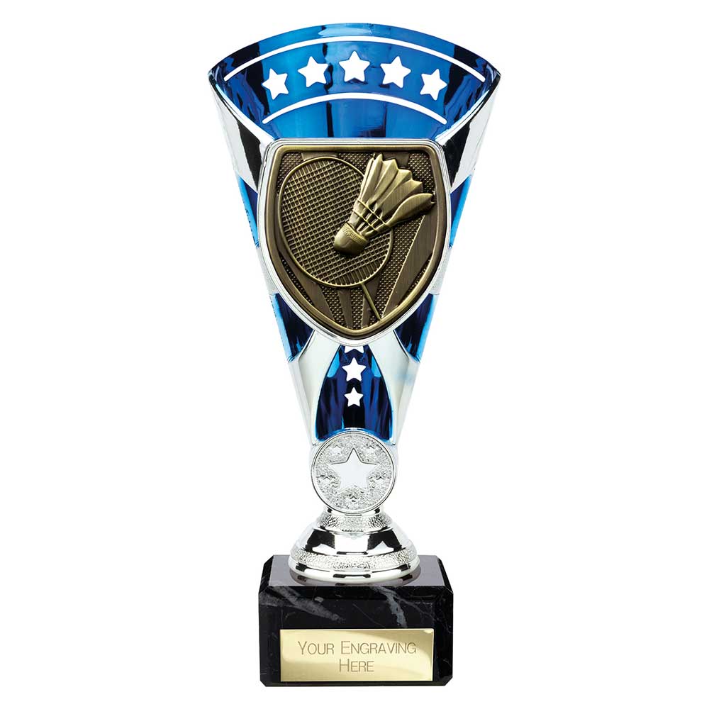 Cobra Star Badminton Trophy Cup Silver And Blue