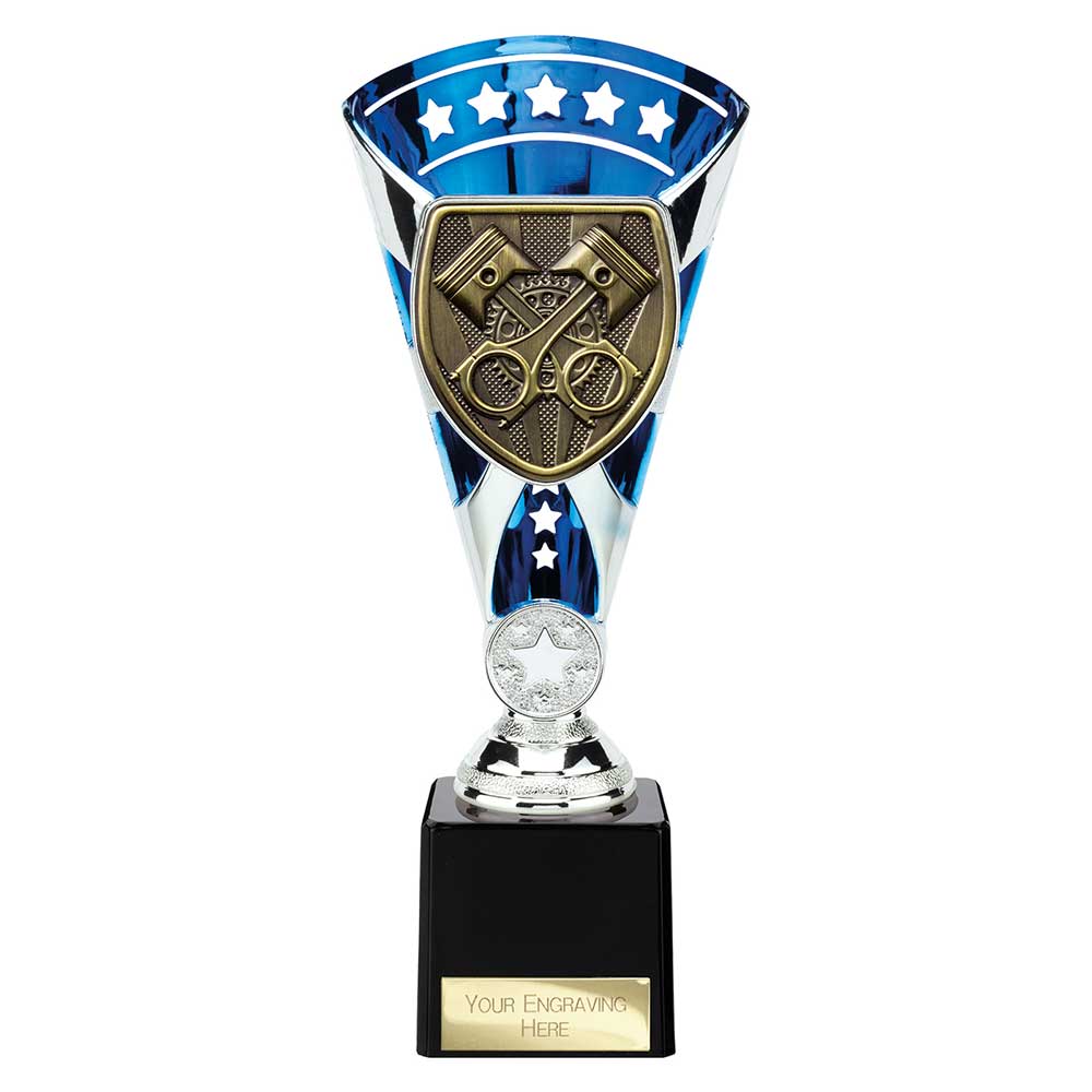 Cobra Star Motorsport Piston Trophy Cup Silver And Blue