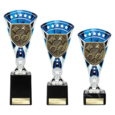 Cobra Star Motorsport Piston Trophy Cup Silver And Blue