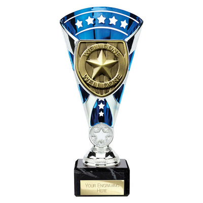 Cobra Star Trophy Cup Well Done Award Silver Blue