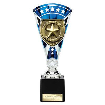 Cobra Star Trophy Cup Well Done Award Silver Blue