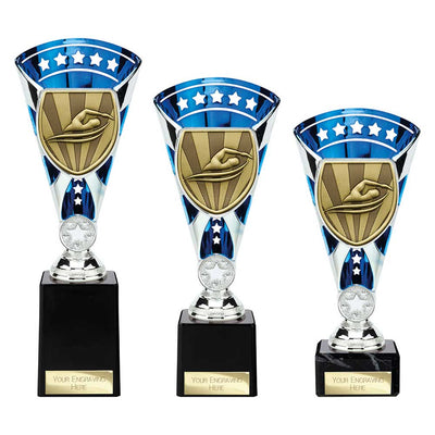 Cobra Star Swimming Trophy Cup Silver And Blue