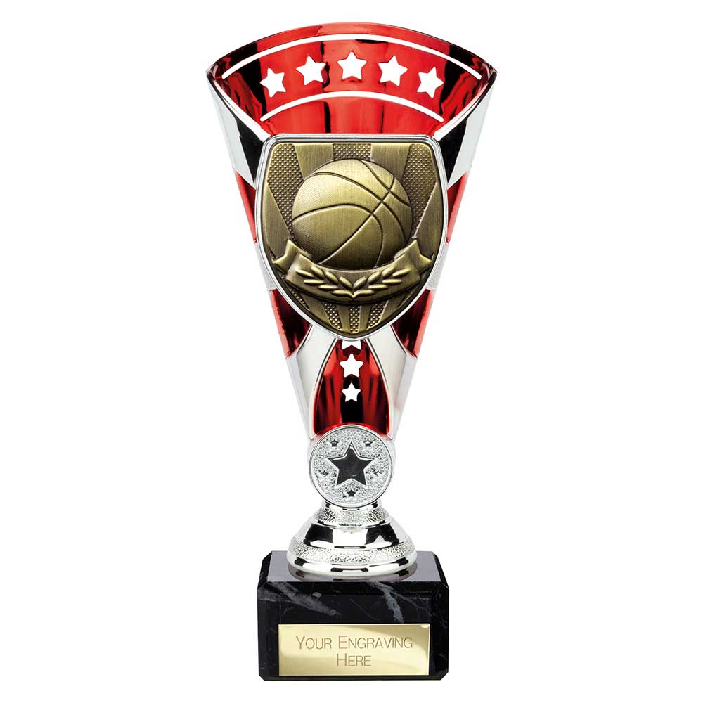 Cobra Star Basketball Trophy Cup Silver And Red