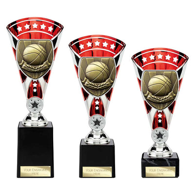 Cobra Star Basketball Trophy Cup Silver And Red