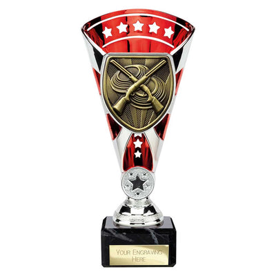 Cobra Star Clay Pigeon Shooting Trophy Cup Silver And Red