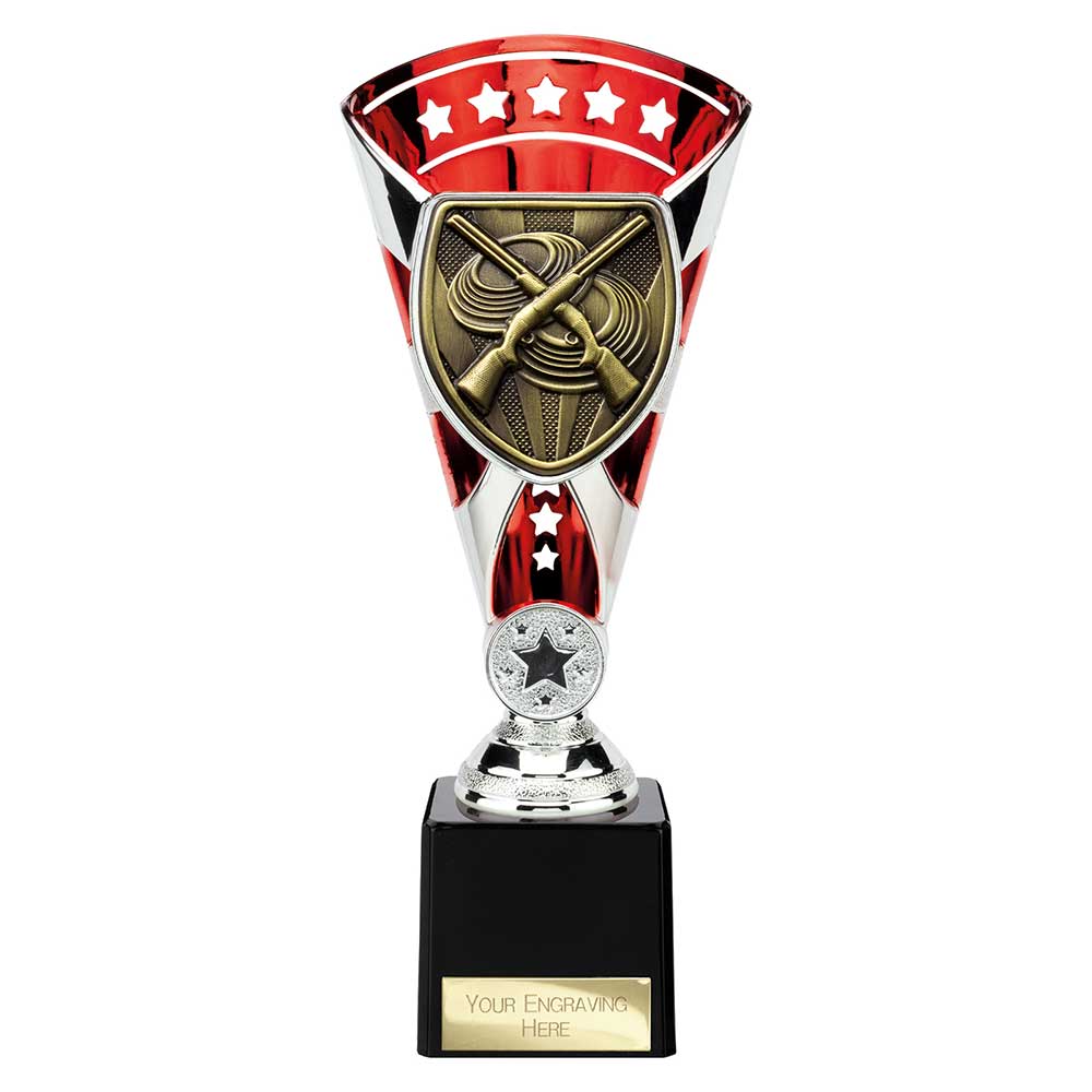 Cobra Star Clay Pigeon Shooting Trophy Cup Silver And Red