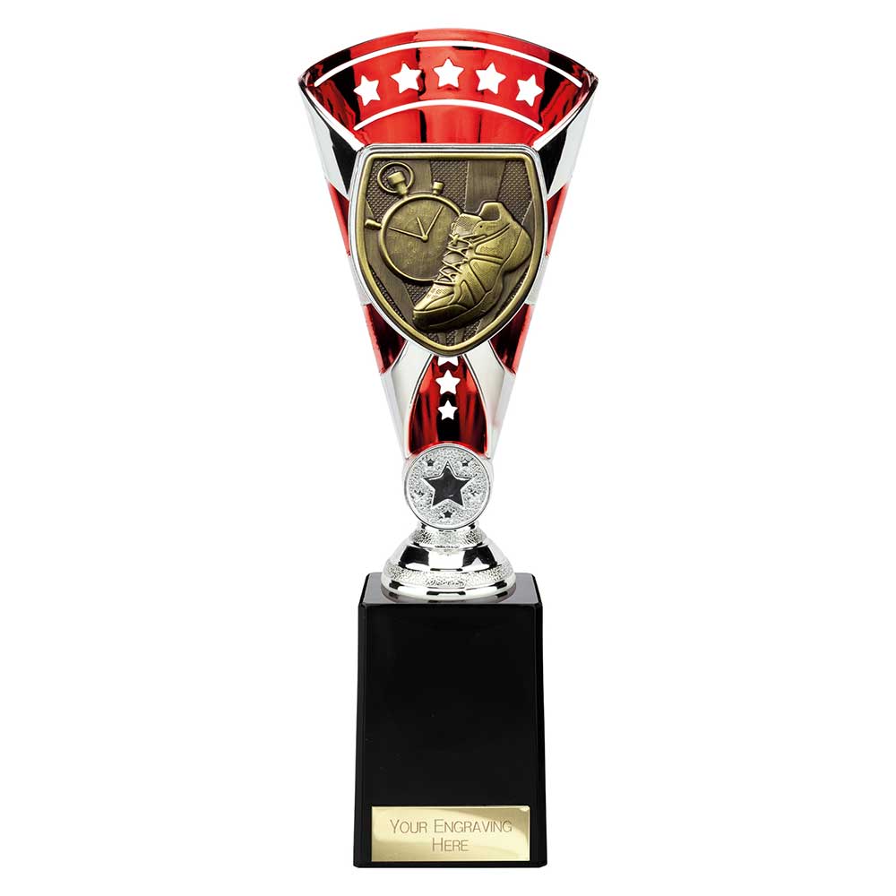 Cobra Star Running Trophy Cup Silver And Red