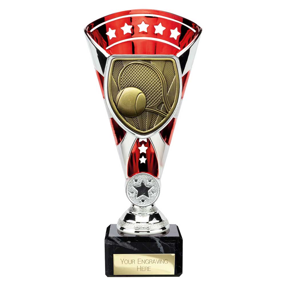 Cobra Star Tennis Trophy Cup Silver And Red