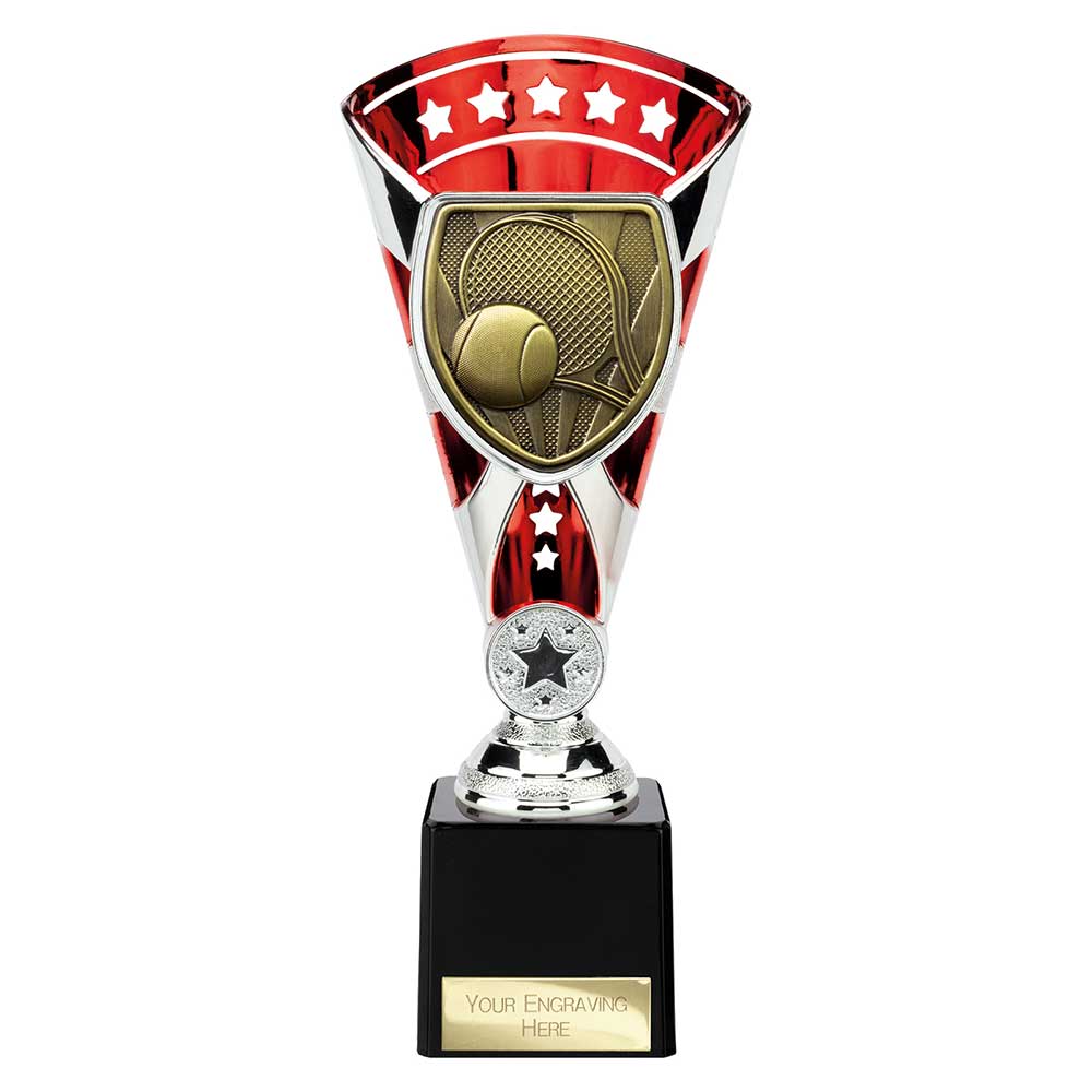 Cobra Star Tennis Trophy Cup Silver And Red