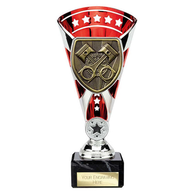 Cobra Star Motorsport Piston Trophy Cup Silver And Red