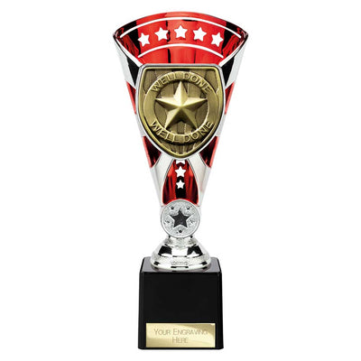 Cobra Star Trophy Cup Well Done Award Silver Red