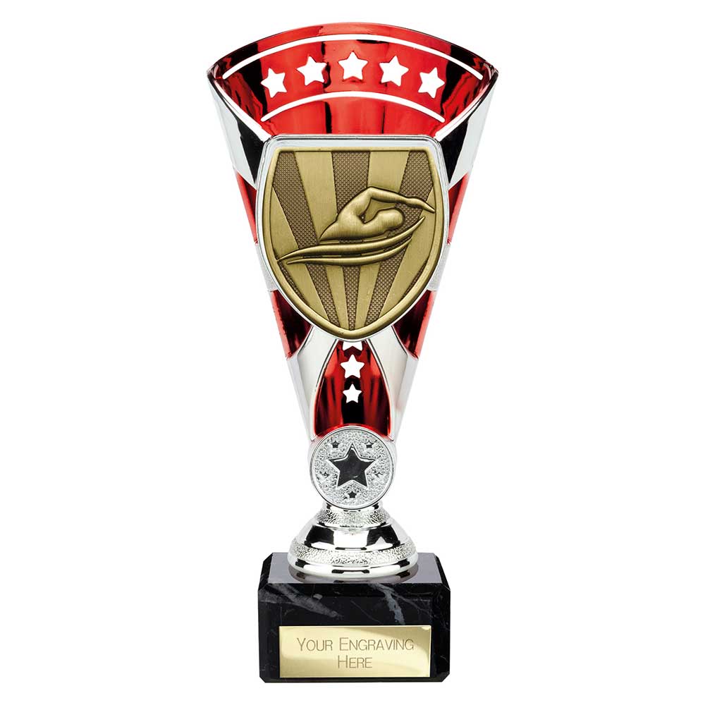 Cobra Star Swimming Trophy Cup Silver And Red