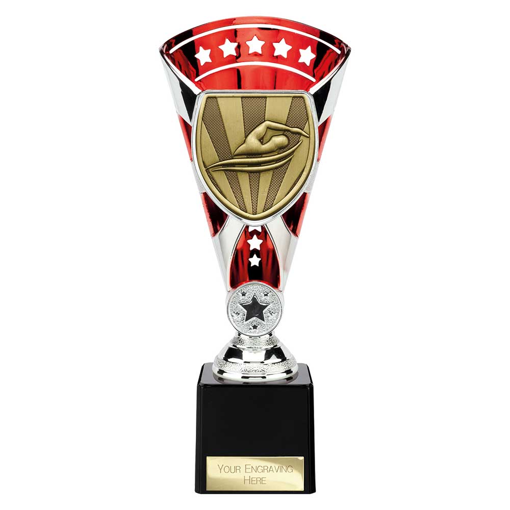 Cobra Star Swimming Trophy Cup Silver And Red