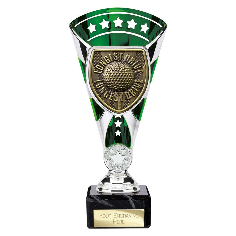 Cobra Star Golf Longest Drive Trophy Award Silver And Green