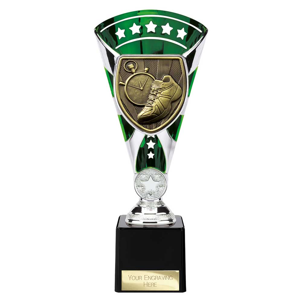 Cobra Star Running Trophy Cup Silver And Green