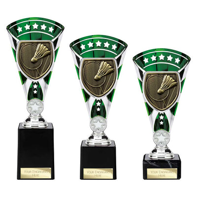 Cobra Star Badminton Trophy Cup Silver And Green