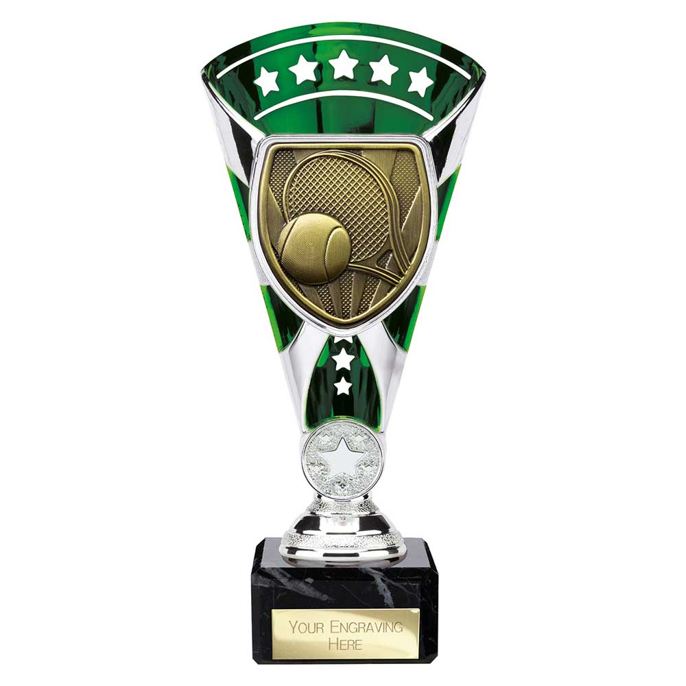 Cobra Star Tennis Trophy Cup Silver And Green