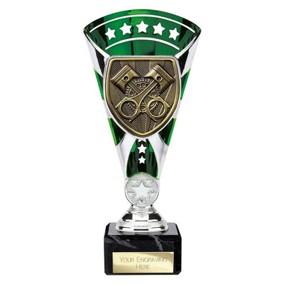 Cobra Star Motorsport Piston Trophy Cup Silver And Green