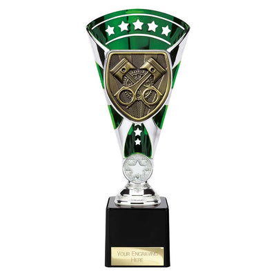 Cobra Star Motorsport Piston Trophy Cup Silver And Green